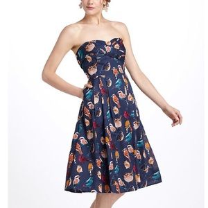 Anthropologie Maeve Native Birds Strapless Dress